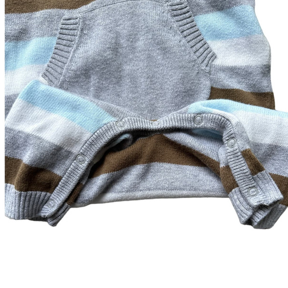 Koala Baby Blue, Brown and White Knitted Romper with Hoodie, Sz 6M - Picture 3 of 5